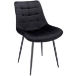 (DL) Scaun dining Misty pentru bucatarie tapitat cu catifea, 53x63x83cm, negru