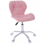 Scaun de birou ergonomic, tapitat cu piele ecologica, 100kg, roz