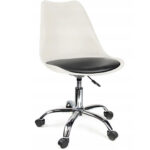 (DL) Scaun de birou ergonomic, piele ecologica, 100kg, baza otel, alb negru