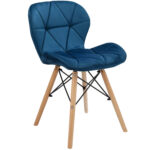(DL) Scaun dining Velvet pentru bucatarie tapitat cu catifea, 46x50x73cm, albastru