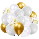 Set 50 baloane pentru petrecere, 40cm, alb, auriu, gri