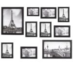 Set 10 rame foto de perete, colaj de 10 fotografii, diferite dimensiuni, negru