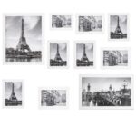 Set 10 rame foto de perete, colaj de 10 fotografii, diferite dimensiuni, alb