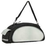 Geanta portbagaj bicicleta, 1 compartiment si 3 buzunare laterale, 40x20x17cm, negru cu elemente reflectorizante gri