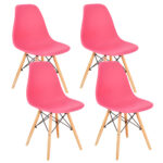 Set 4 scaune dining Eva pentru bucatarie, 46x52x81cm, roz
