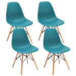 Set 4 scaune dining Eva pentru bucatarie, 46x52x81cm, albastru
