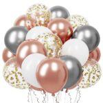 Set 50 baloane pentru petrecere, 40cm, alb, argintiu, roz