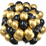 Set 100 baloane pentru petrecere, 40cm, negru auriu