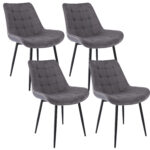 Set 4 scaune dining Misty pentru bucatarie tapitat cu catifea, 53x63x83cm, gri