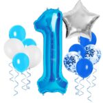 Set 15 baloane si decoratiuni Aniversare 1 An, baiat, albastru