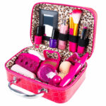 Trusa de machiaj pentru fetite, geanta cu 22 de accesorii cosmetice, fara lichide sau substante chimice, roz