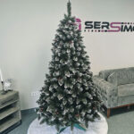 Brad artificial Christmas Deluxe by Sersimo, Crystal nins cu merisoare, 2D, 220cm