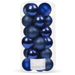 Set globuri de Craciun, 20 bucati, 3 modele, 4cm, albastru inchis