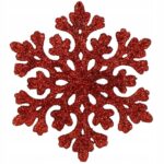 Decoratiune brad fulg de zapada, set 8 bucati, 8cm, rosu