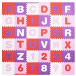 Covor din spuma pentru copii, tip puzzle cifre si litere, 36 piese, 175×175 cm, multicolor