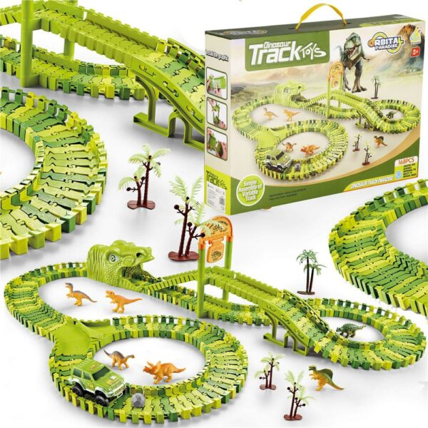 Circuit masinute Dinosaur Park, cu 168 de piese, pista configurabila