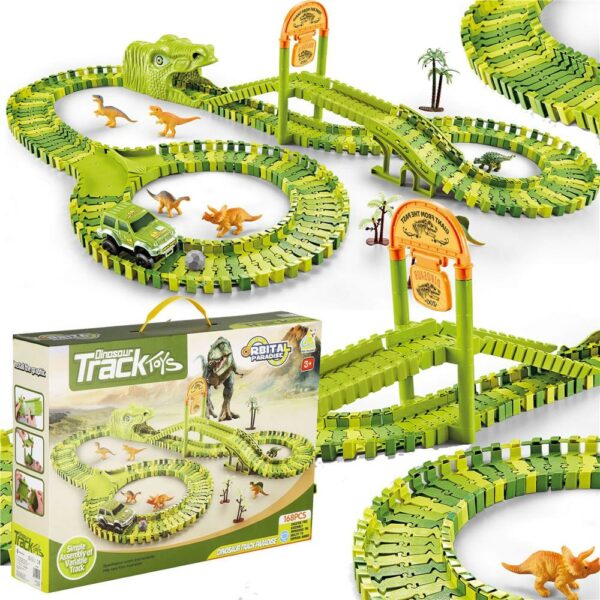 Circuit masinute Dinosaur Park, cu 168 de piese, pista configurabila - imagine 12