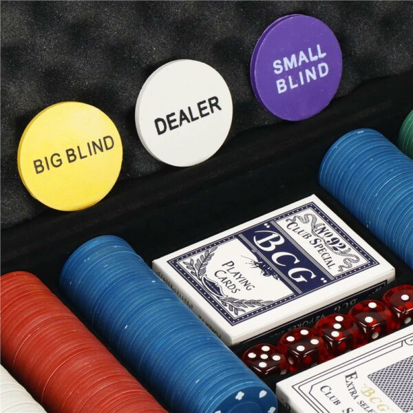 Set de Poker Complex cu 300 de jetoane, 2 seturi de carti, 5 zaruri, in servieta aluminiu - imagine 13