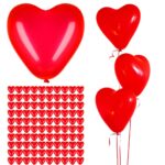 Set 100 baloane pentru petrecere in forma de inima, 22cm, rosu