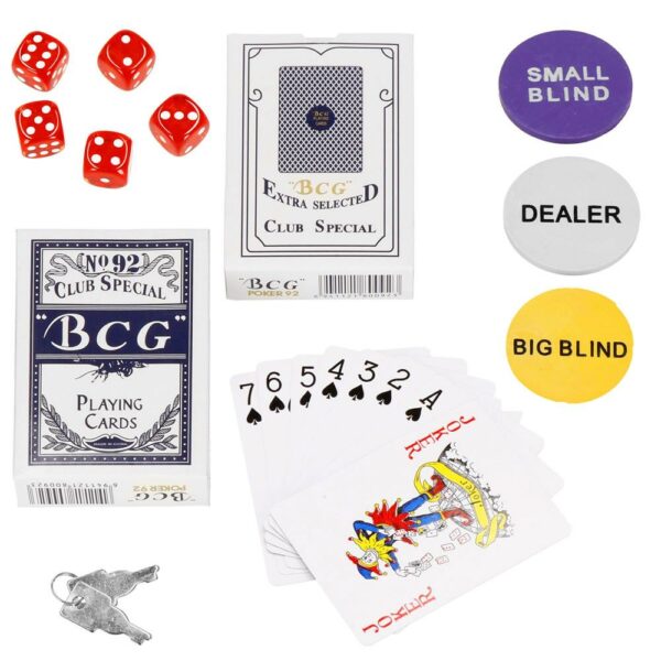 Set de Poker Complex cu 300 de jetoane, 2 seturi de carti, 5 zaruri, in servieta aluminiu - imagine 18
