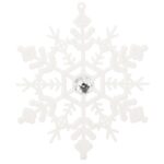 Decoratiune brad fulg de zapada cu cristal, set 2 bucati, 12cm, alb