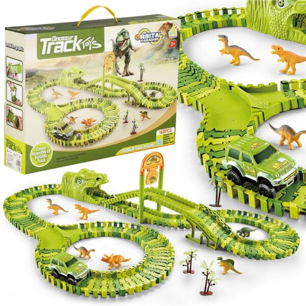 Circuit masinute Dinosaur Park, cu 168 de piese, pista configurabila - imagine 3
