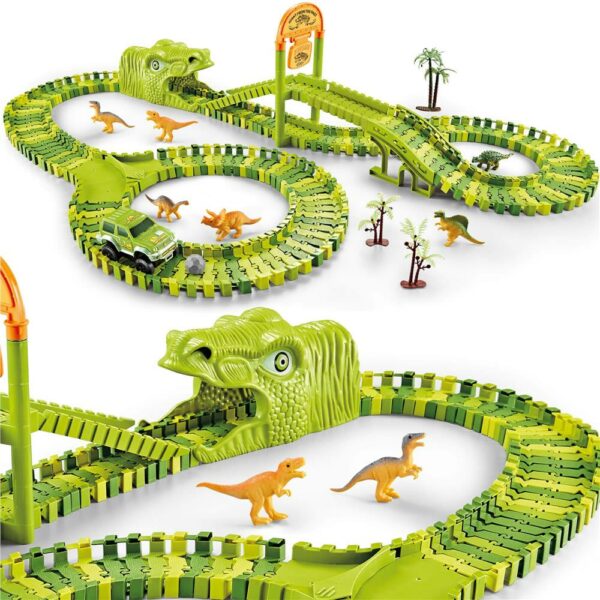Circuit masinute Dinosaur Park, cu 168 de piese, pista configurabila - imagine 5