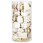Set globuri de Craciun cu modele de sarbatori, 30 bucati, 6cm, auriu