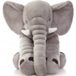 Jucarie plus elefant, tip perna, lavabila, umplutura hipoalergenica, pentru copii si adulti, 70 cm, gri
