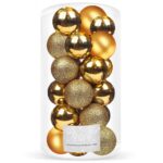 Set globuri de Craciun, 20 bucati, 3 modele, 4cm, auriu