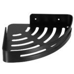 Raft de baie pentru colt cu 2 sisteme instalare pe perete, aluminiu, 30x22x4cm, negru