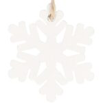 Decoratiune brad fulg de zapada din lemn, set 6 bucati, 4cm, alb