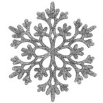 Decoratiune brad fulg de zapada, set 12 bucati, 10cm, argintiu