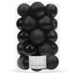 Set globuri de Craciun, 20 bucati, 5 modele, 6cm, negru