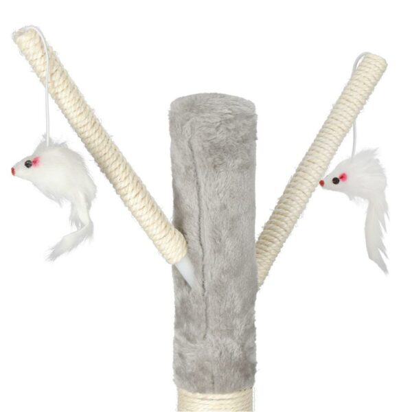 Ansamblu de joaca pentru pisici, cu loc pentru zgariat, ascuns, culcus, soricei, 108cm, gri - imagine 9