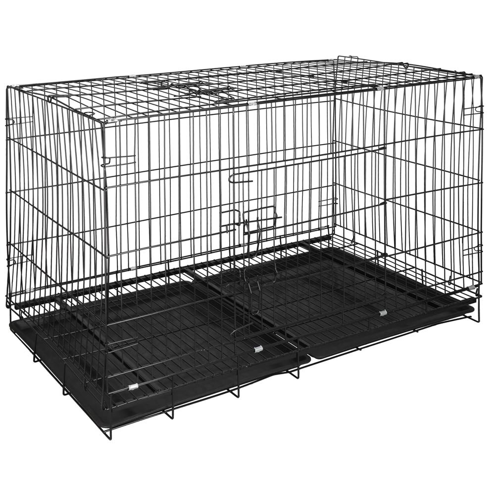 Cusca pentru animale, 2 usi, pliabila din metal, XL, Negru, 100x70x60 cm - imagine 15