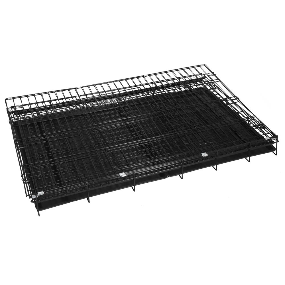 Cusca pentru animale, 2 usi, pliabila din metal, XL, Negru, 100x70x60 cm - imagine 13