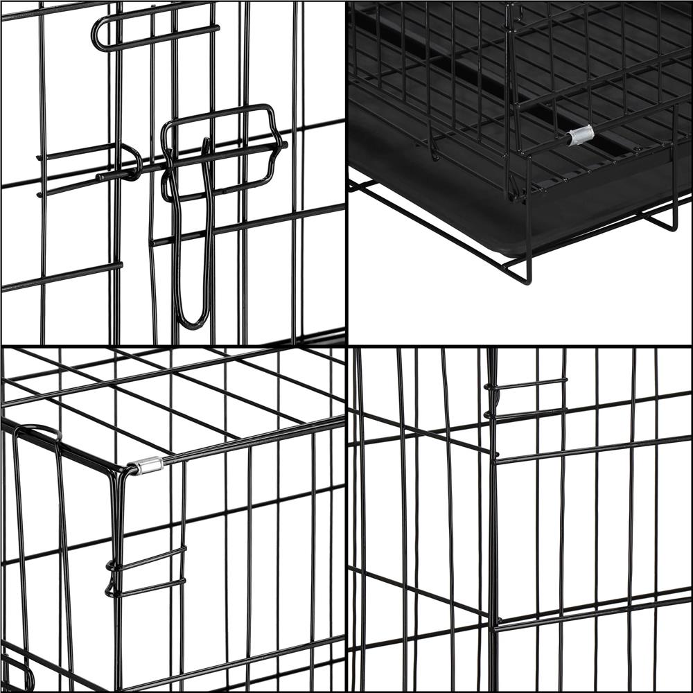 Cusca pentru animale, 2 usi, pliabila din metal, XL, Negru, 100x70x60 cm - imagine 7
