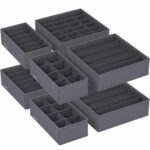 SONGMICS Organizatoare dulap sau sertar, set 8 cutii de depozitare a lenjeriei de corp, pliabile, 64x48x10cm, gri