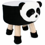 Taburet pentru copii, rotund 28x30cm, lavabil, model panda