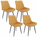(DL) Set 4 scaune dining Misty pentru bucatarie tapitat cu catifea, 53x63x83cm, galben mustar