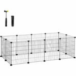 SONGMICS Tarc metalic pentru rozatoare sau alte animale mici, instalare modulara, 143x73x46cm, negru