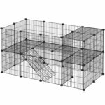 SONGMICS Tarc metalic pentru rozatoare sau alte animale mici, 2 nivele, modular, 143x73x71cm, negru