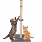 Ansamblu de joaca pentru pisici, cu loc pentru zgariat si sfoara, 75cm, gri inchis