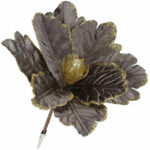 Set 5 ornamente pentru bradul de Craciun, stea Poinsettia, 23cm, gri auriu