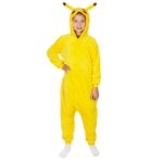 Pijama tip salopeta pentru copii, model Pikachu, marime 120-130 cm
