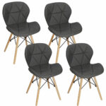 Set 4 scaune dining Torino pentru bucatarie tapitat cu piele ecologica, 40x72cm, gri