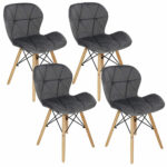Set 4 scaune dining Torino pentru bucatarie tapitat cu catifea, 40x72cm, gri