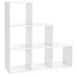 VASAGLE Biblioteca cu 6 compartimente, unitate de depozitare pentru decoratiuni, din lemn, 29x98x98cm, alb