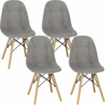 Set 4 scaune dining Milano Soft pentru bucatarie tapitat cu catifea moale, 44x84cm, gri